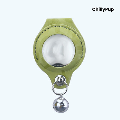 Leather AirTag Dog Collar Holder with Bell – Secure, Stylish & Durable