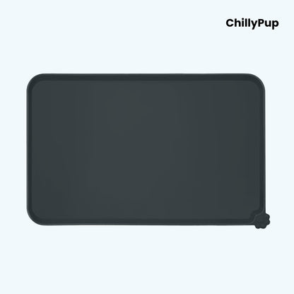 Black silicone mat with 'ChillyPup' branding on a white background