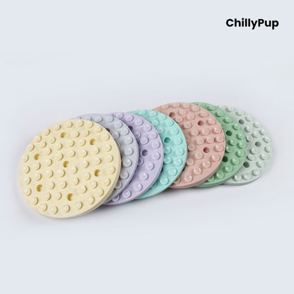 Silicone forage bowl with floral shapes on a white background, branded 'ChillyPup'.