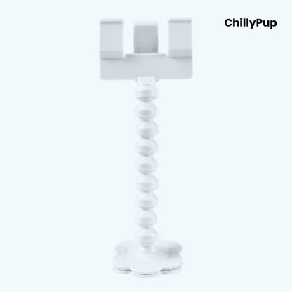 White pet toy with a spiral design on a white background, branded 'ChillyPup'.