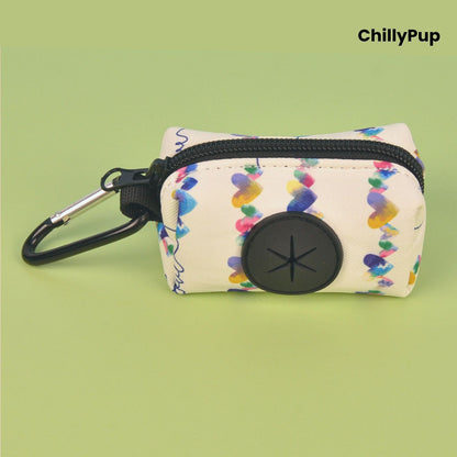 Poo bag holder on a colourful background with Chillypup branding