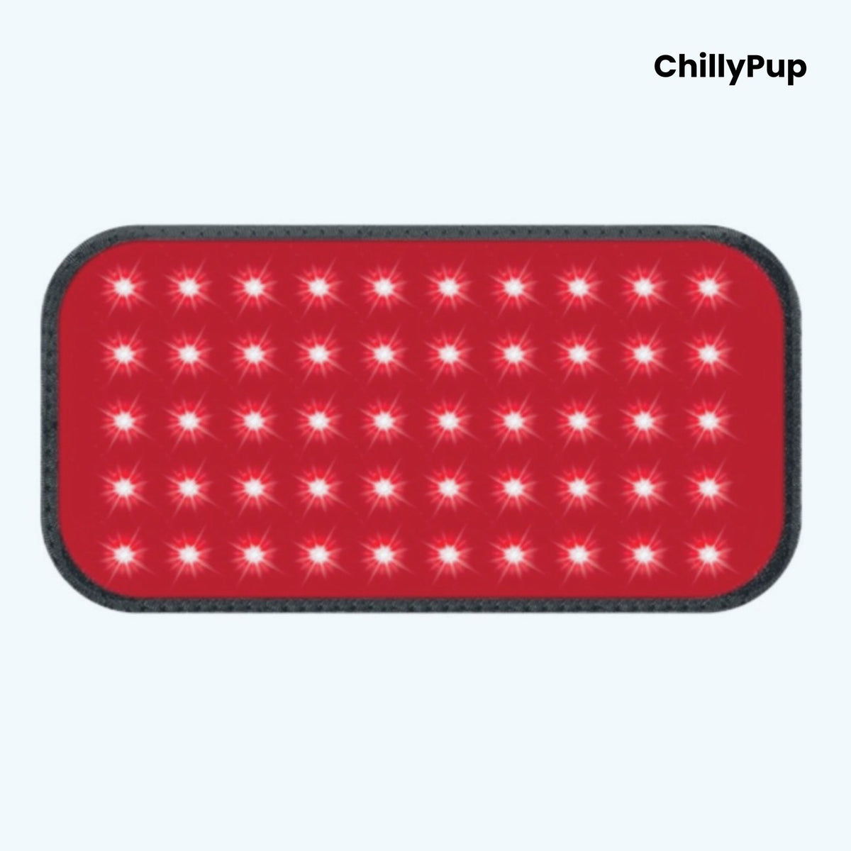 Red LED light panel with 'ChillyPup' branding on a white background