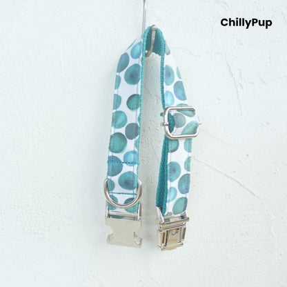 Teal Polka Dot Dog Collar - Adjustable Stylish Pet Collar